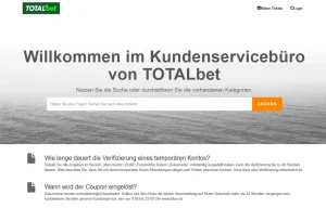 Hilfebereich von TOTALbet mit Kontaktmöglichkeiten und Fragenkategorien in polnischer Sprache.