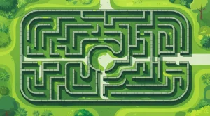 Steinwege bilden von oben betrachtet ein verzweigtes Labyrinth